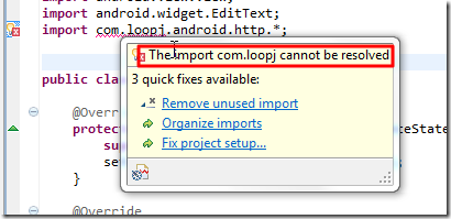 【已解决】Android中导入一个lib后出错：The import com.loopj cannot be resolved