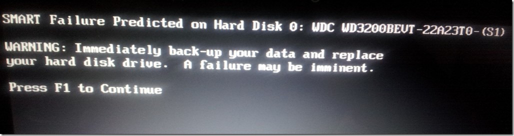 SMART Failure Predicted on Hard Disk 0