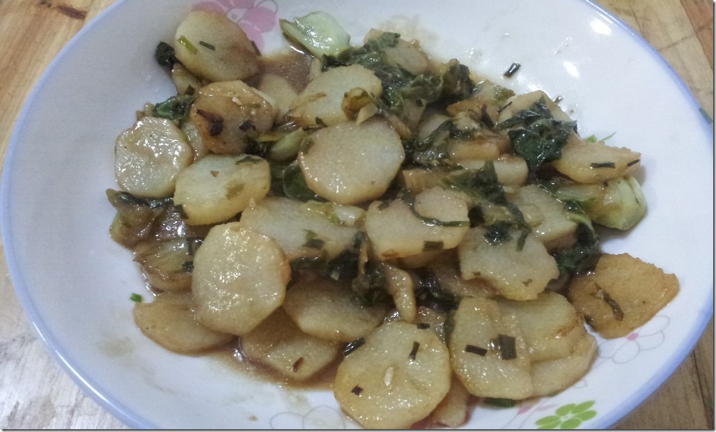 【下厨心得】山药炒青菜(Chinese Yam with Green Vegetable)