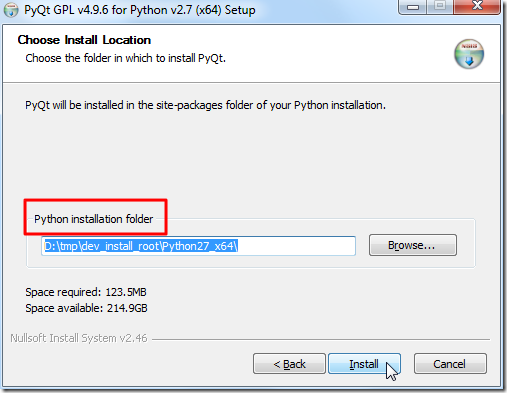 pyqt found python install folder