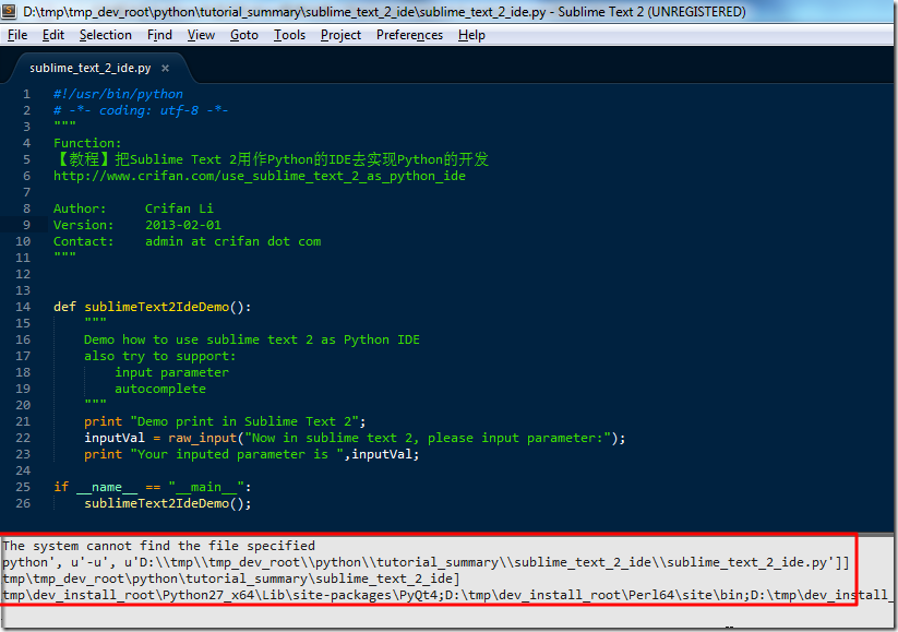 sublime run python error sublime run python error