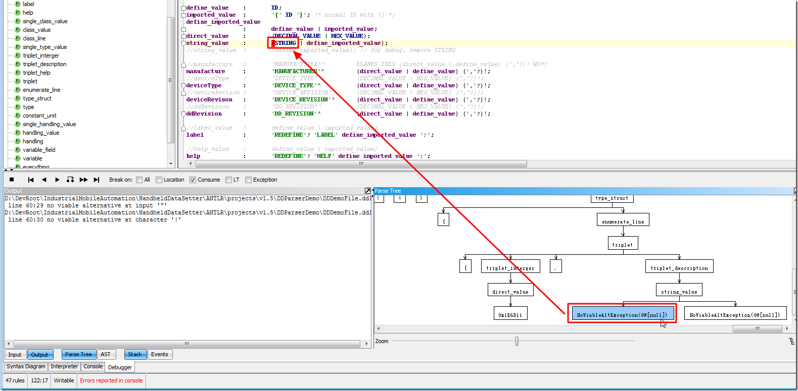 【已解决】antlr解析字符串STRING出错：no viable alternative at input，对应的错误是NoViableAltException(0@[null])