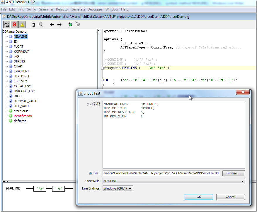 【已解决】用antlrworks-1.2.2.jar编译代码出错：error: cannot find symbol，g.NEWLINE();，symbol: method NEWLINE()