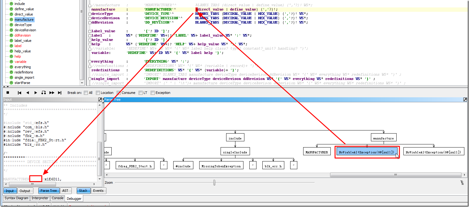 【已解决】antlr调试解析出错：NoViableAltException(0@[null])