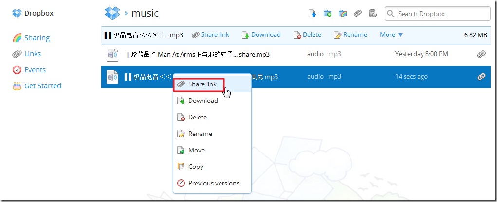 【整理】如何获得Dropbox上MP3歌曲的外链地址