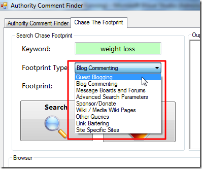 foot print combobox can show select list