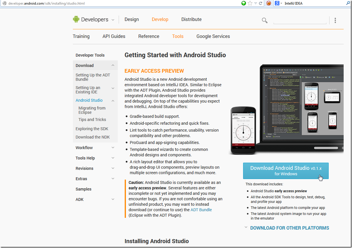 【记录】尝试Android的新的开发工具IDE：Android Studio