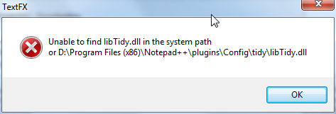 can not find npp config tidy libtidy dll