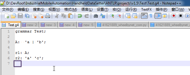 【已解决】antlr v4测试Hello结果出错：syntax error: unterminated rule (missing ';') detected at 'c ' while looking for lexer rule element