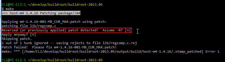 【已解决】打patch补丁时出错：Reversed (or previously applied) patch detected! Assume -R? [n]