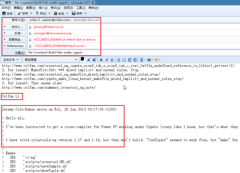 【记录】再次去回复crossgcc邮件列表中的关于cygwin下编译crosstool-ng失败的帖子