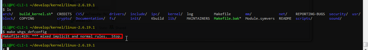 【已解决】Cygwin下配置Linux内核出错：Makefile:419: *** mixed implicit and normal rules. Stop.