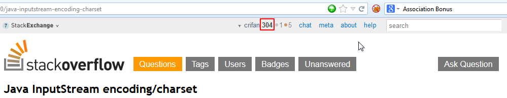 stackoverflow reputation become to 304