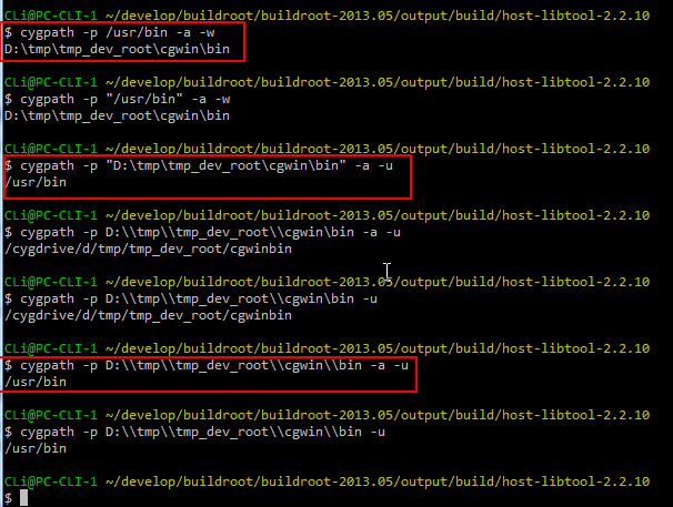 【记录】Cygwin下把Windows的路径转换为Linux路径