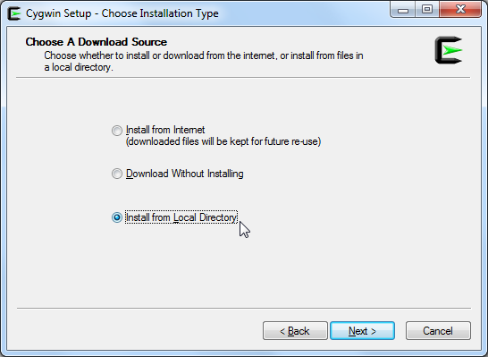 here choose install from local