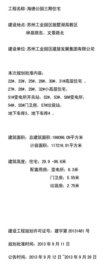 【整理】苏州建屋海德公园三期详细信息：地理位置，开工日期，楼层数，规划图，小区结构图，户型图