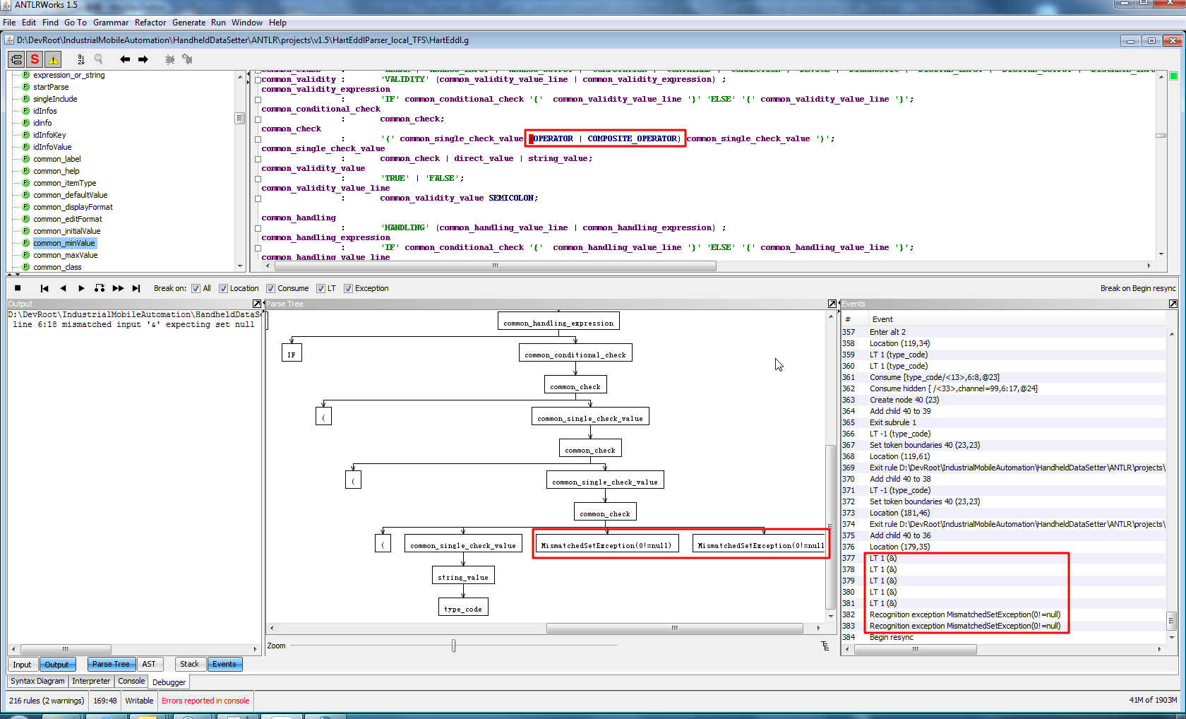 【已解决】antlr中匹配OPERATOR出错：mismatched input '&' expecting set null