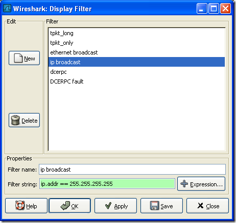 The Capture Filters and Display Filters dialog boxes The Capture Filters and Display Filters dialog boxes