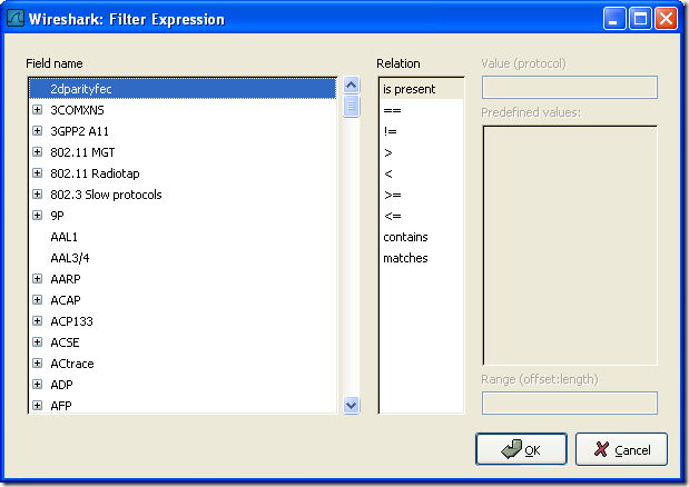 The Filter Expression dialog box The Filter Expression dialog box