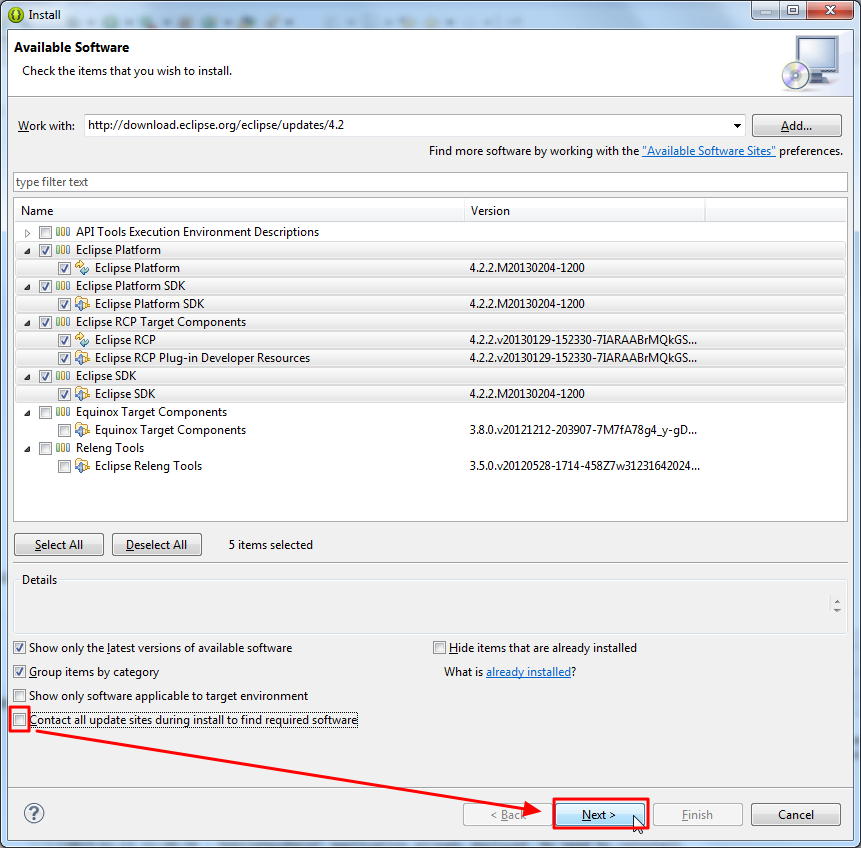 unselect Contact all update sites during install to find required software unselect Contact all update sites during install to find required software