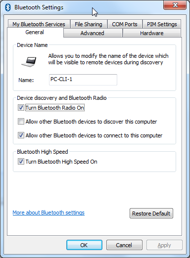 【记录】关于Win7中CSR Harmony的蓝牙配置详细信息