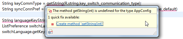 【已解决】Android中无法通过string的id获得字符串：The method getString(int) is undefined for the type xxx