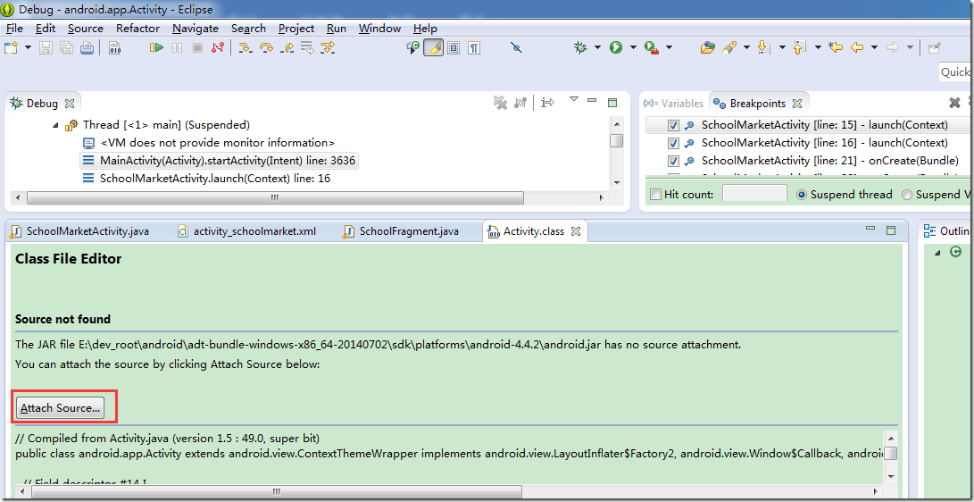 【已解决】用Eclipse调试Android期间出现Source not found+下载android-19的Android源码
