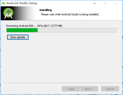Extracting Android SDK 29 percent