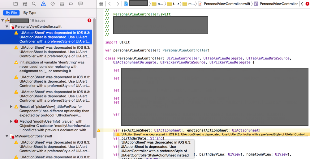 【未解决】UIActionSheet was deprecated in iOS 8.3: UIActionSheet is deprecated. Use UIAlertController with a preferredStyle of UIAlertControllerStyleActionSheet instead