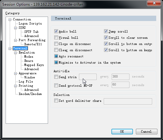 【已解决】SecureCRT中通过SSH2连接登陆远程Linux但空闲一段时间后就断掉了