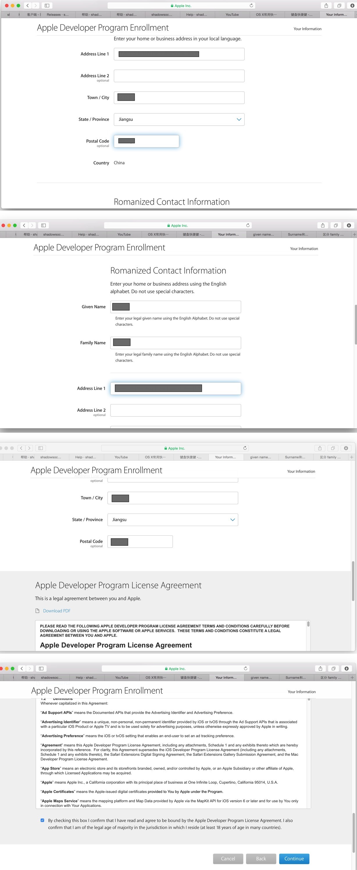 apple developer program input info all