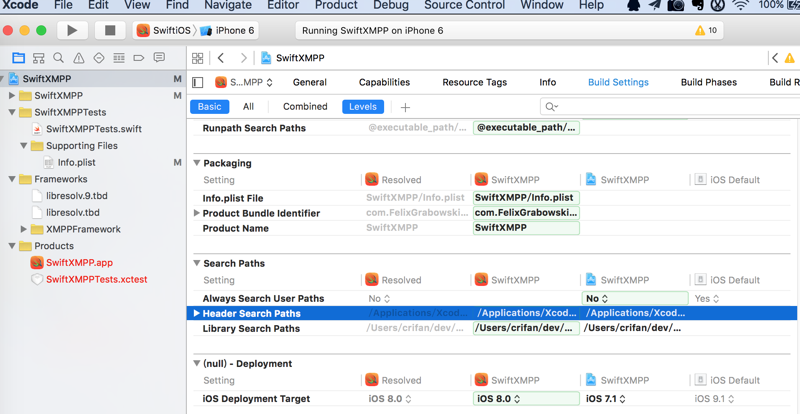 Header Search Paths Library Search Paths