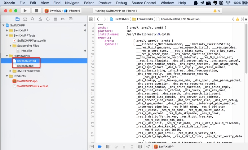 ［已解决］swift如何在Xcode中添加共享库文件libresolv.9.tbd和libresolv.tbd
