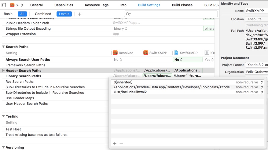 existing header search path