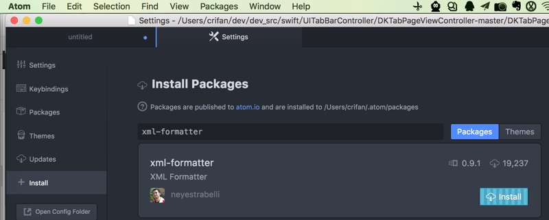 is installing for xml formatter