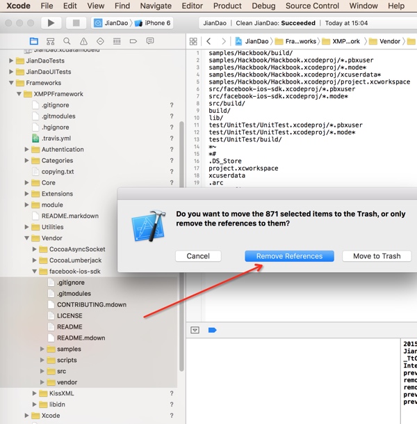 only remove references for facebook ios sdk files