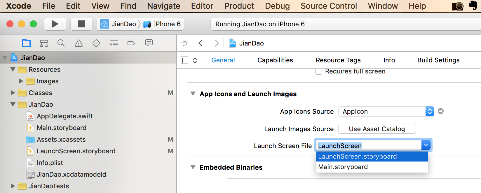 set launch screen file to launchScreen storyboard