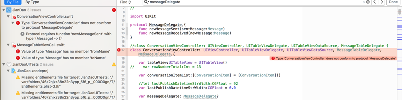 ［已解决］Swift出错：Type does not conform to protocol xxxDelegate
