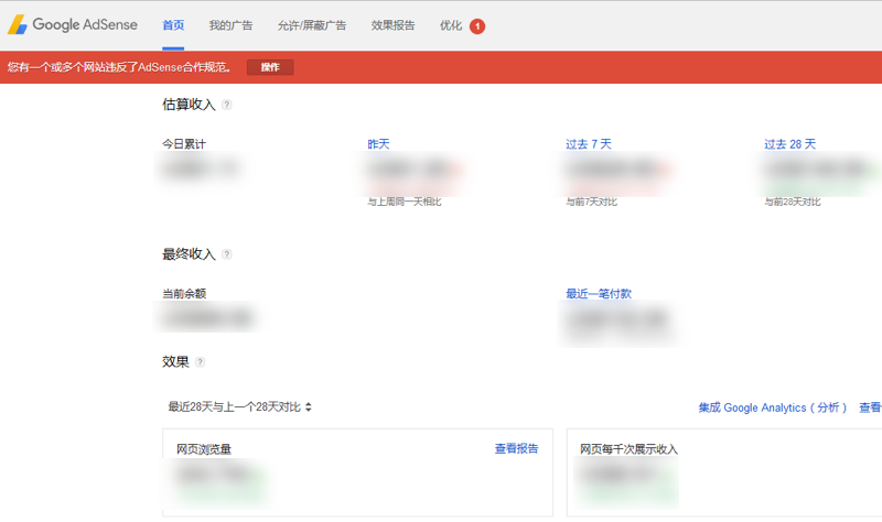 【已解决】Google Adsense您有一个或多个网站违反了AdSense合作规范