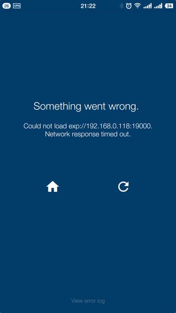 【已解决】Android中Expo扫码React Native的app出错：Something went wrong Could not load exp 19000 Network response timed out