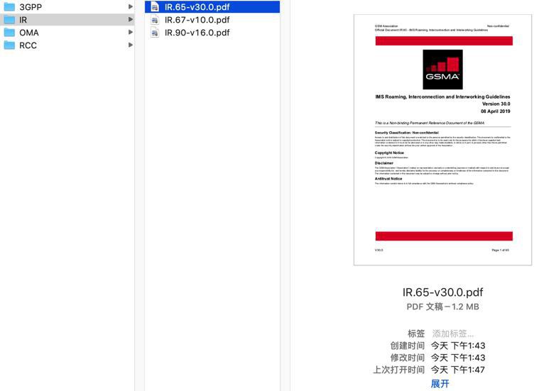 【整理】RCS相关协议学习：IR.65-v30.0.pdf IMS Roaming Interconnection and Interworking Guidelines