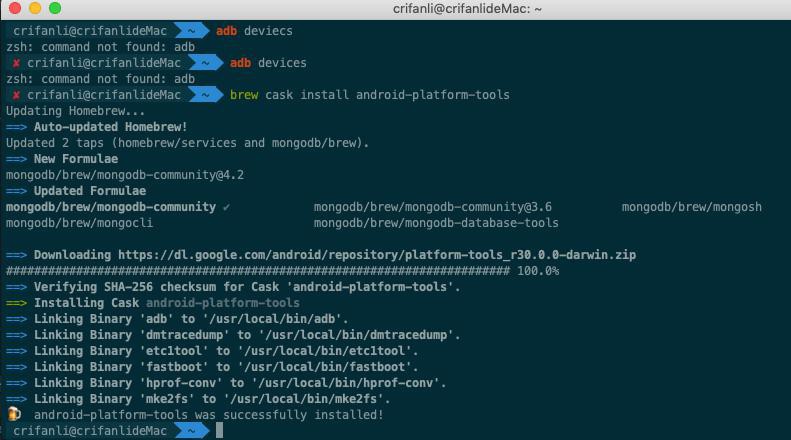 【已解决】macOS中安装安卓开发工具adb