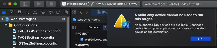 【已解决】XCode中编译报错：A build only device cannot be used to run this target o supported iOS devices are available