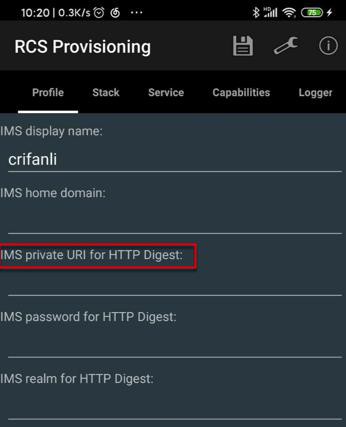 【未解决】搞懂rcsjta的Provisioning和IMS核心参数：IMS private URI for HTTP Digest