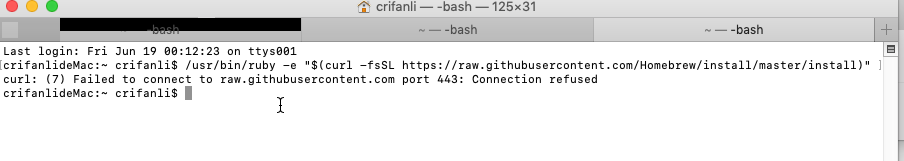 【已解决】Win中VMWare的macOS安装brew报错：curl 7 Failed to connect to raw.githubusercontent.com port 443 Connection refused