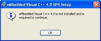 【部分解决】eMbedded Visual C++ 4.0 is not installed and is requeired to continue