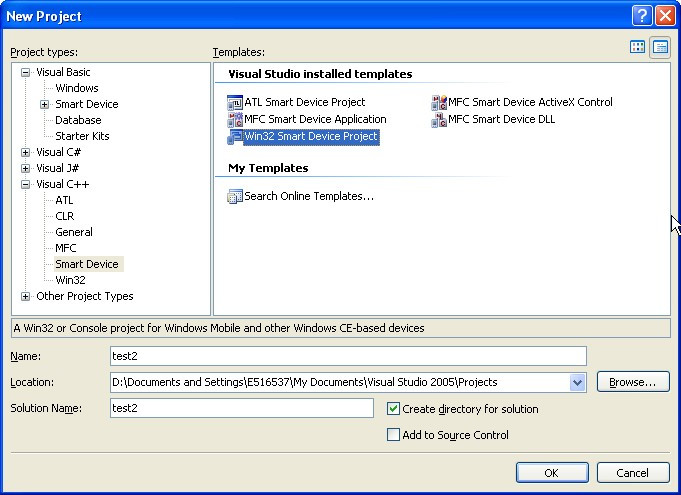 【未解决】VS2005下，建立smart device project失败 - carifan - work and job