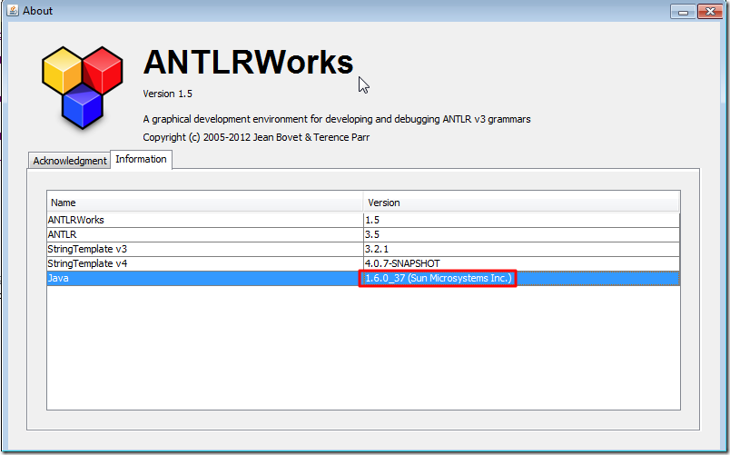 java indeed is 1.6.0_37