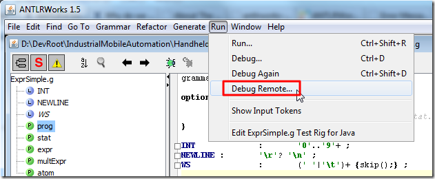 run debug remote